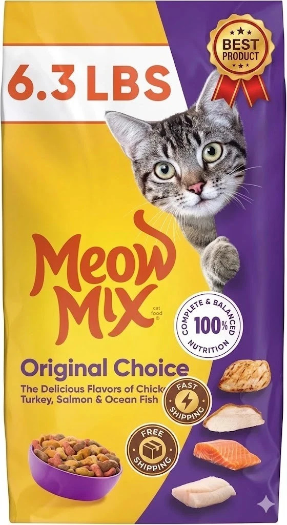 Meow Mix Original Choice Dry Cat Food, 6.3 Pound Bag