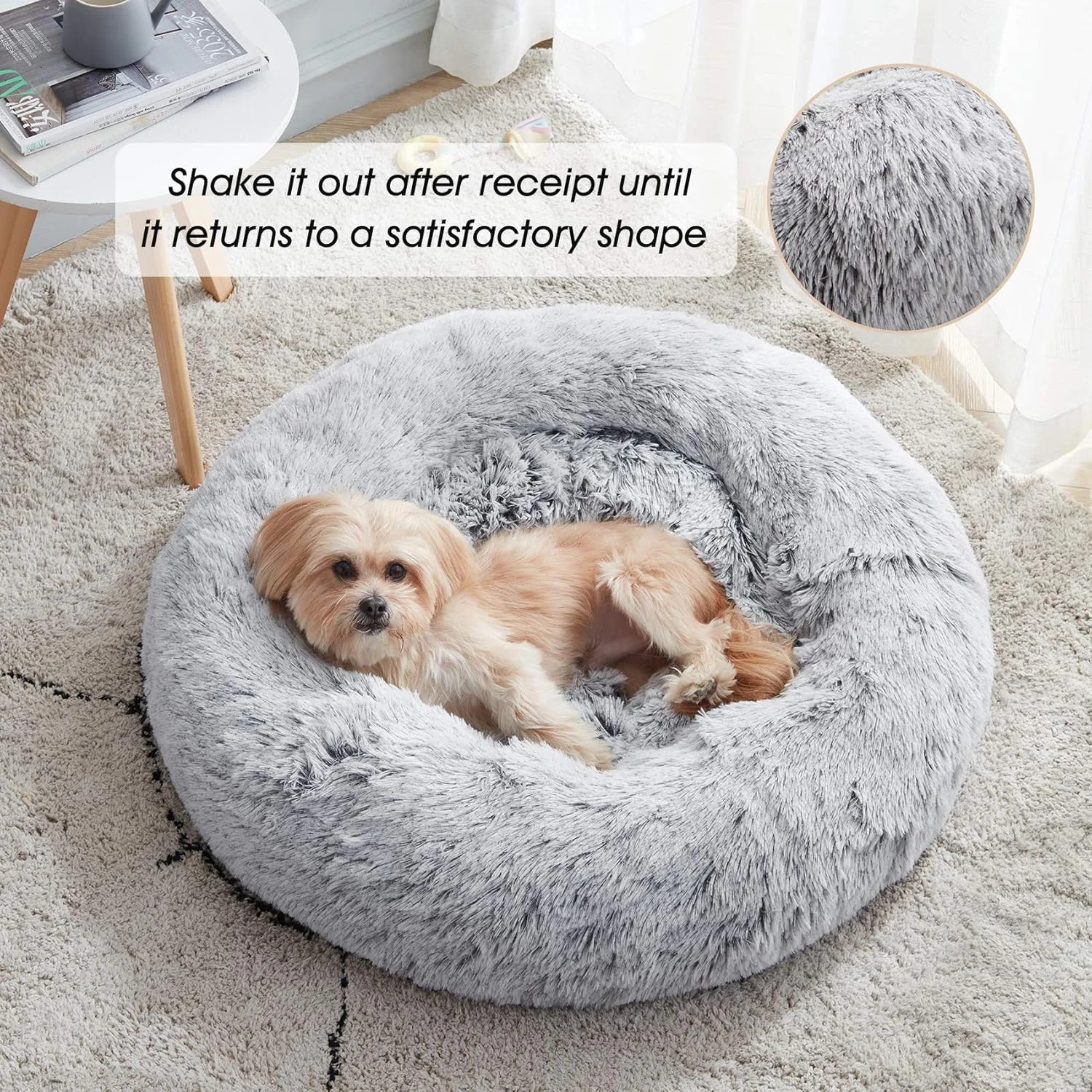 WESTERN HOME WH Calming Soft Round Dog & Cat Bed, Anti-Anxiety Donut Cuddler War