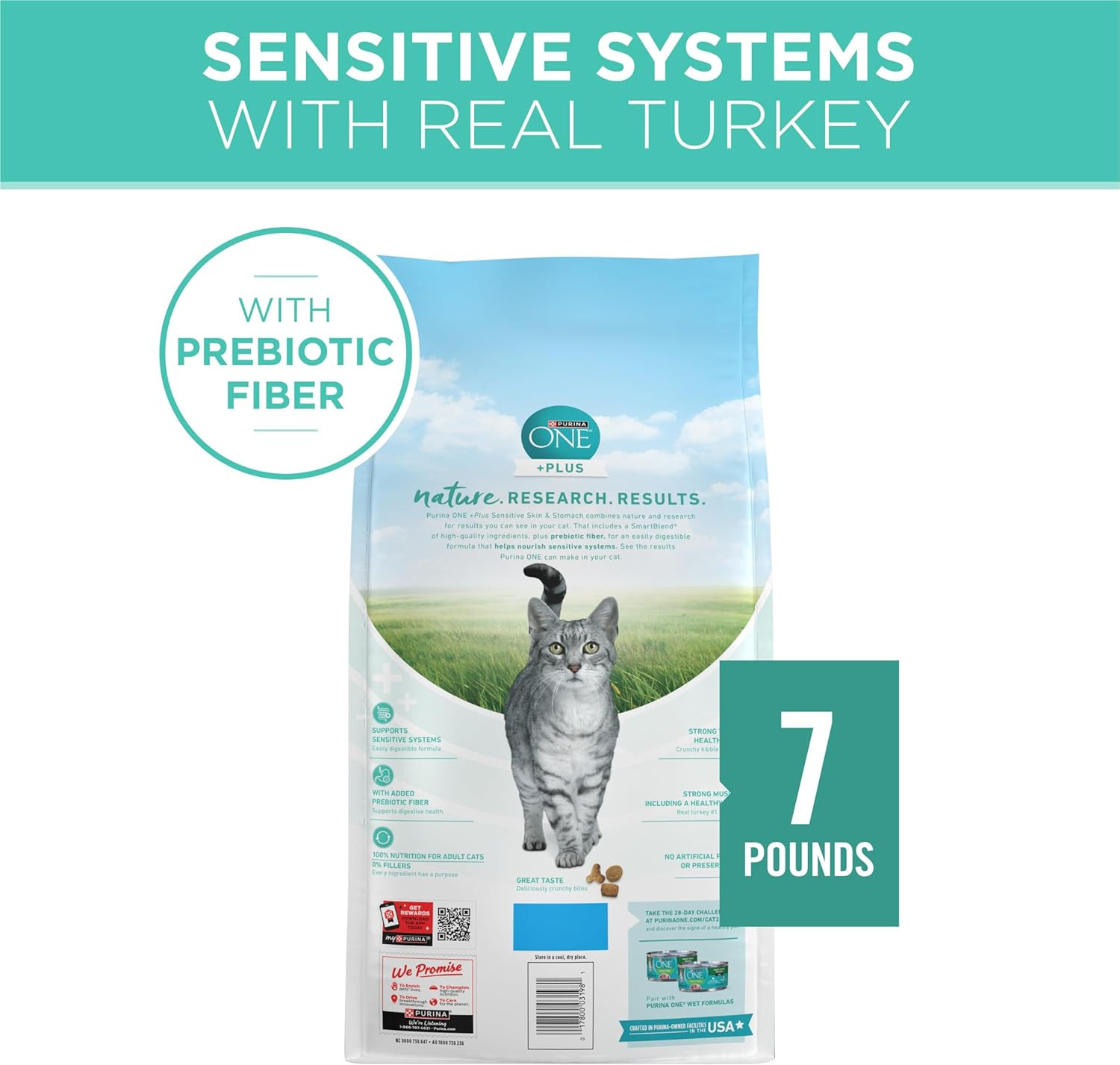 Purina ONE Sensitive Stomach, Sensitive Skin, Natural Dry Cat Food, +Plus Sensit