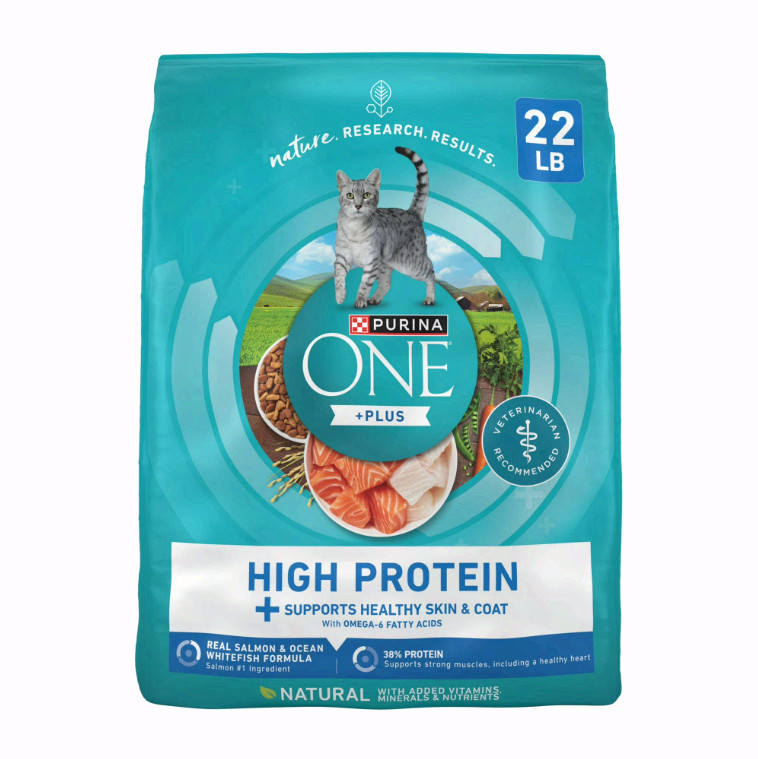 Purina ONE Natural Dry Cat Food Salmon&Ocean Whitefish Skin,Coat Health,22lb Bag
