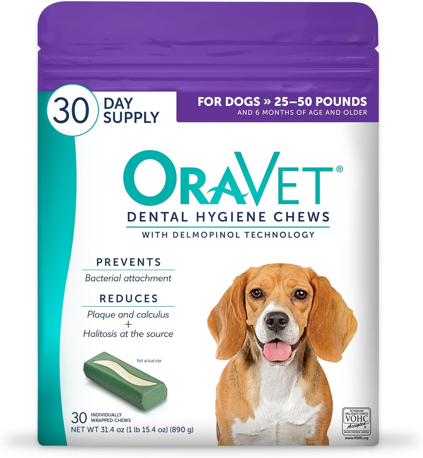ORAVET Dental Chews for Dogs, Oral Care and Hygiene Chews (Medium Dogs, 25-50 lb