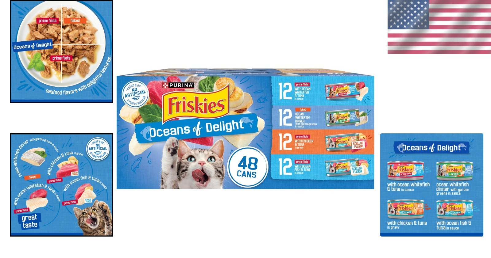 48-Can Purina Wet Cat Food Variety Pack Featuring Real Fish & Poultry Delights