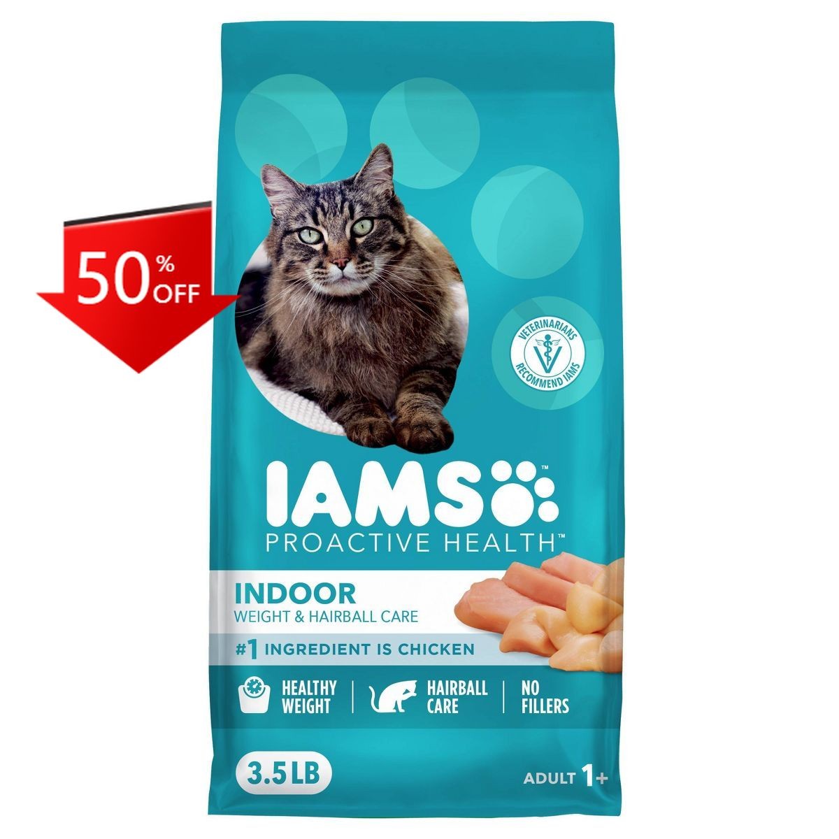 IAMS Proactive Health Weight Control and Hairball Care Dry Cat Food – 3.5lbs