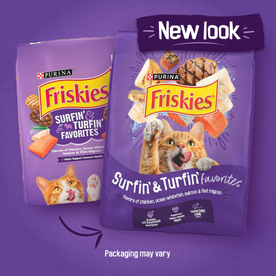(4 Pack) Friskies Surfin’ & Turfin’ Favorites Dry Cat Food, 16 lb each Bag