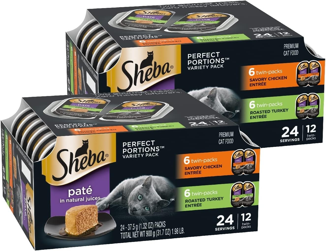 Protein-Rich Pate Cat Food: Perfect Portions Chicken & Turkey, 24 Servings