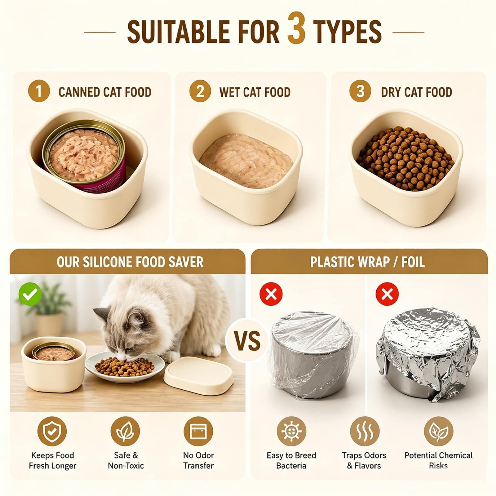 AMBAYLOG 3 PACK Dog Cat Food Storage Container 1 Small + 1 Medium + 1 Large