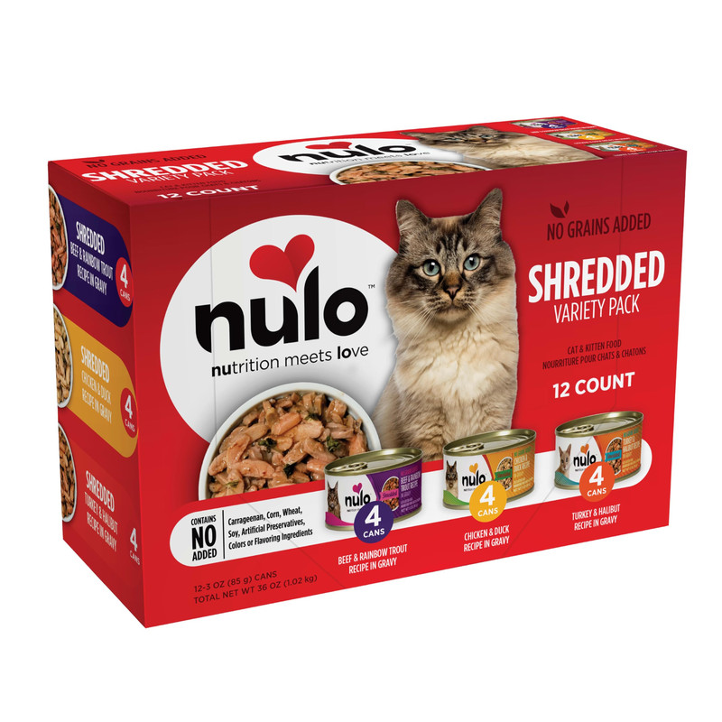 Nulo Variety Flavors Grain-Free Shredded Wet Canned Cat Food 3 Ounce Pack Of 12