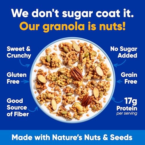 17g Protein Nut Granola Cereal, Variety Pack, No Sugar Added, Keto, Low Carb,