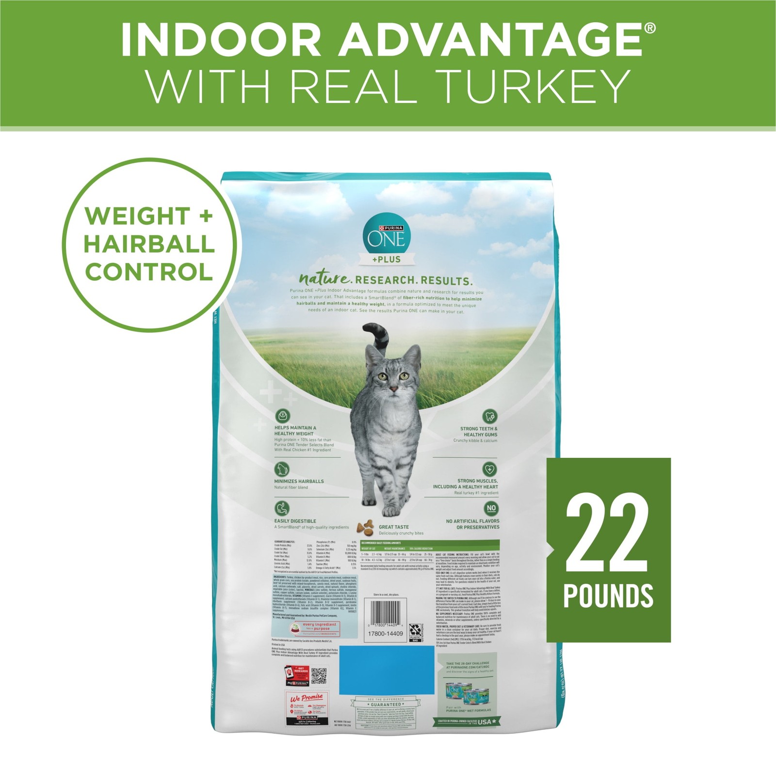 3.5 lb Bag Plus Indoor Advantage Dry Cat Food Turkey Blend Complete Nutrition