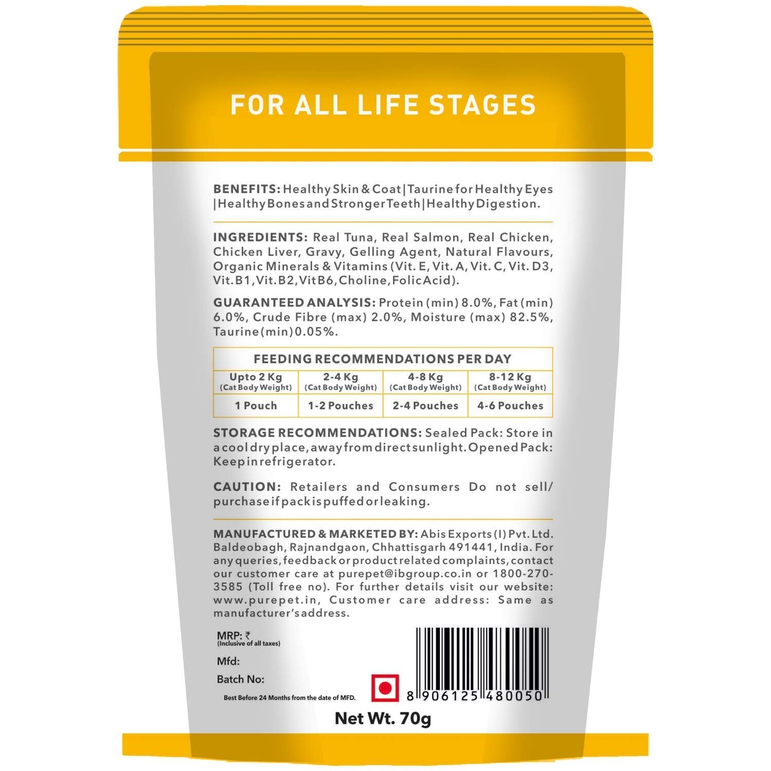 Purepet Wet Cat Food For All Life Stages, Real Tuna and Chicken Liver in Gravy