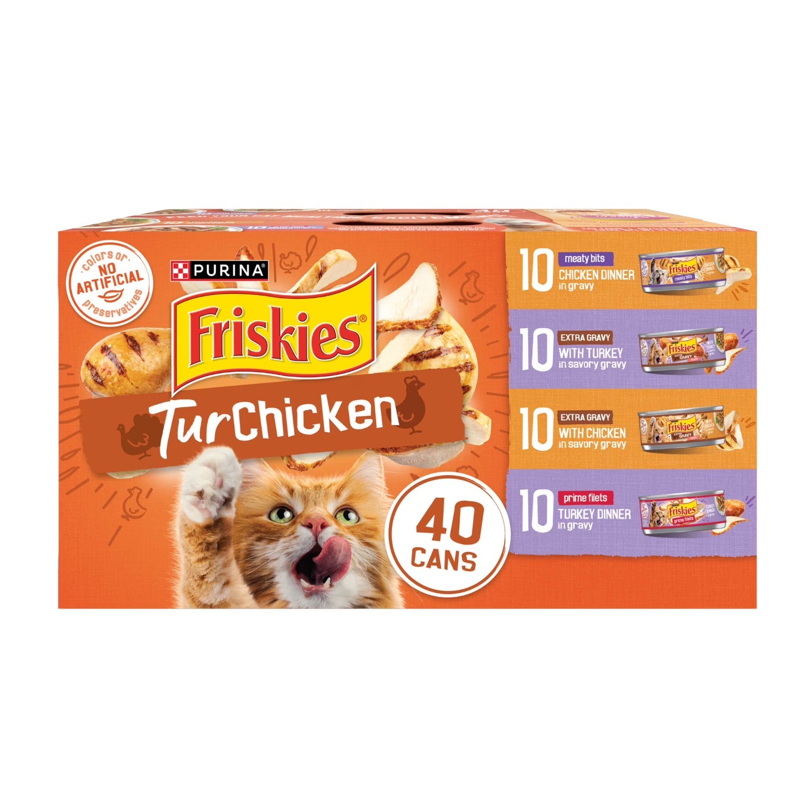 Purina Friskies Wet Cat Food Variety Pack Chicken Turkey Gravy 80 Cans