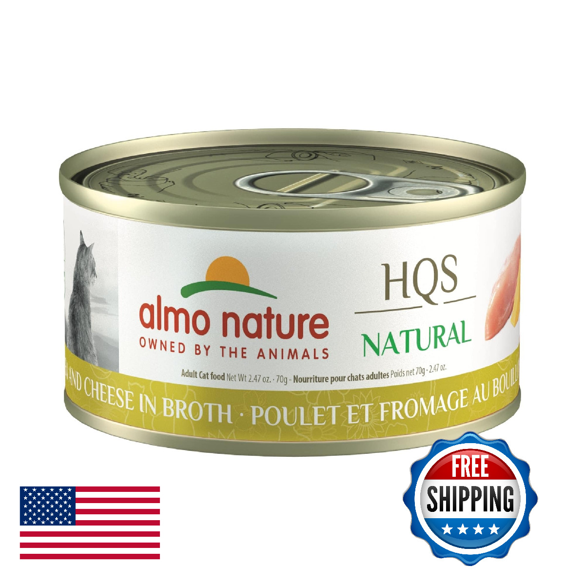 Almo Nature Hqs Natural Wet Cat Food Chicken And Cheese In Broth 2.47 Oz Pack