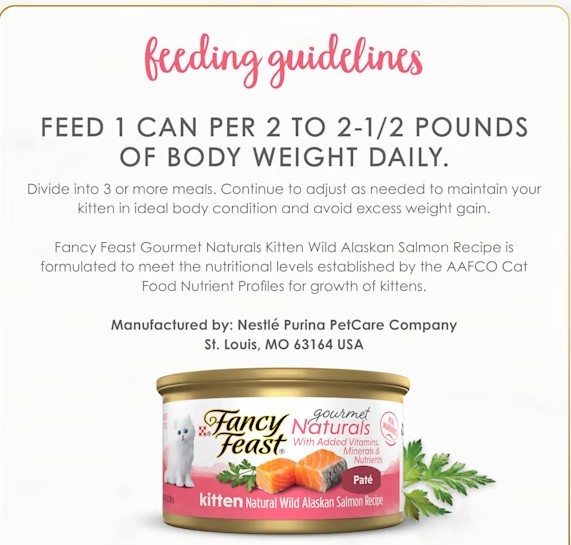 Fancy Feast Grain Free Gourmet Naturals Salmon Pate Wet Kitten Food 3 oz, 48 Can