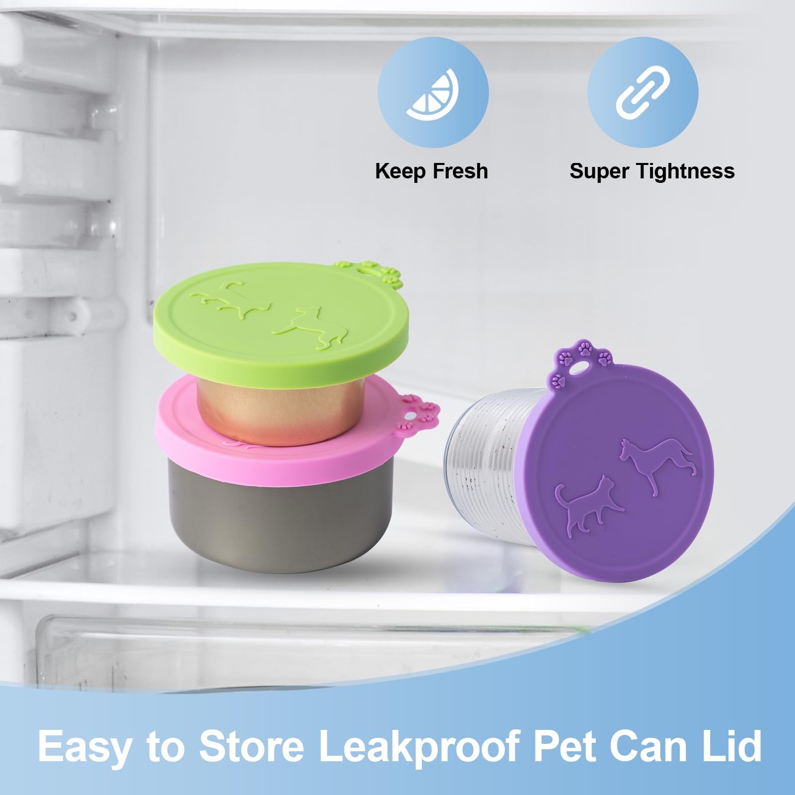 SLSON 4 Pack Pet Food Can Covers Universal Cat Dog Lids 1 Fits 3…