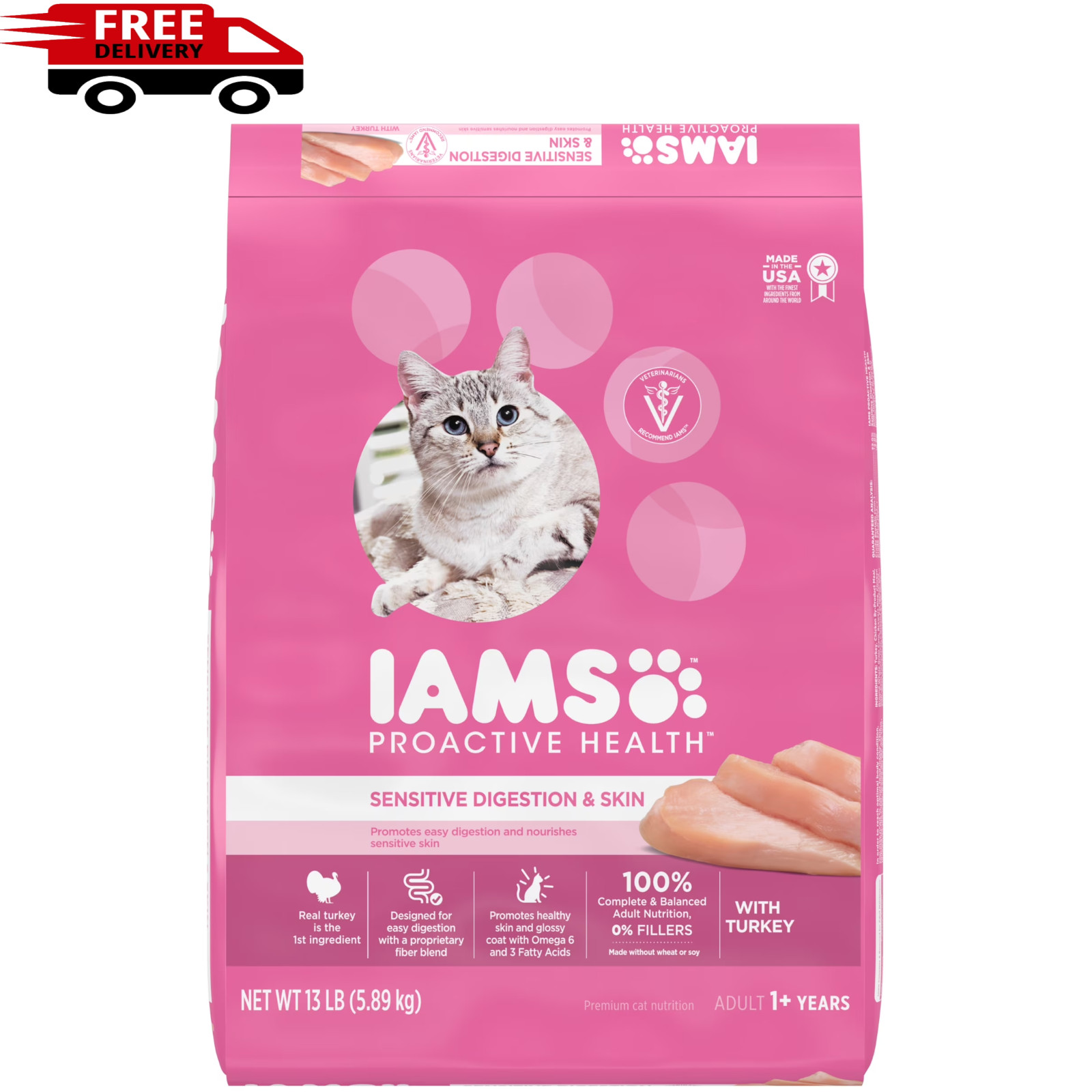 Iams Proactive Health Turkey Dry Cat Food, 13 Lb Bag
