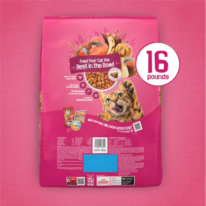 (3 PACK) Purina Friskies Gravy Swirl’d Chicken & Salmon Dry Cat Food, 16 lb
