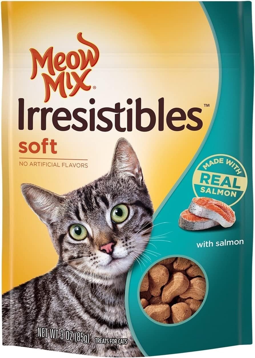 Meow Mix Irresistibles Soft Cat Treats, Salmon, 3 Ounce Bag (Pack of 5)