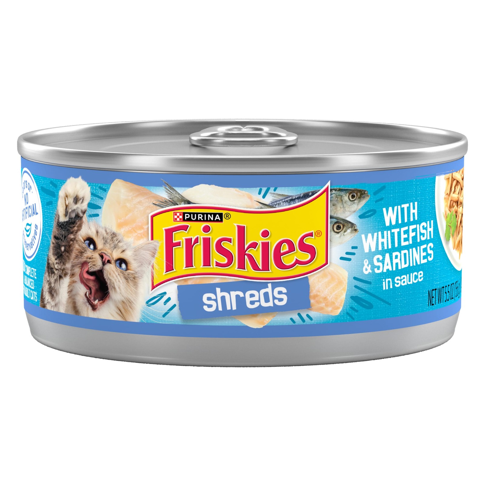 Purina Friskies Shreds Whitefish Sardines 12 Pack 5.5oz