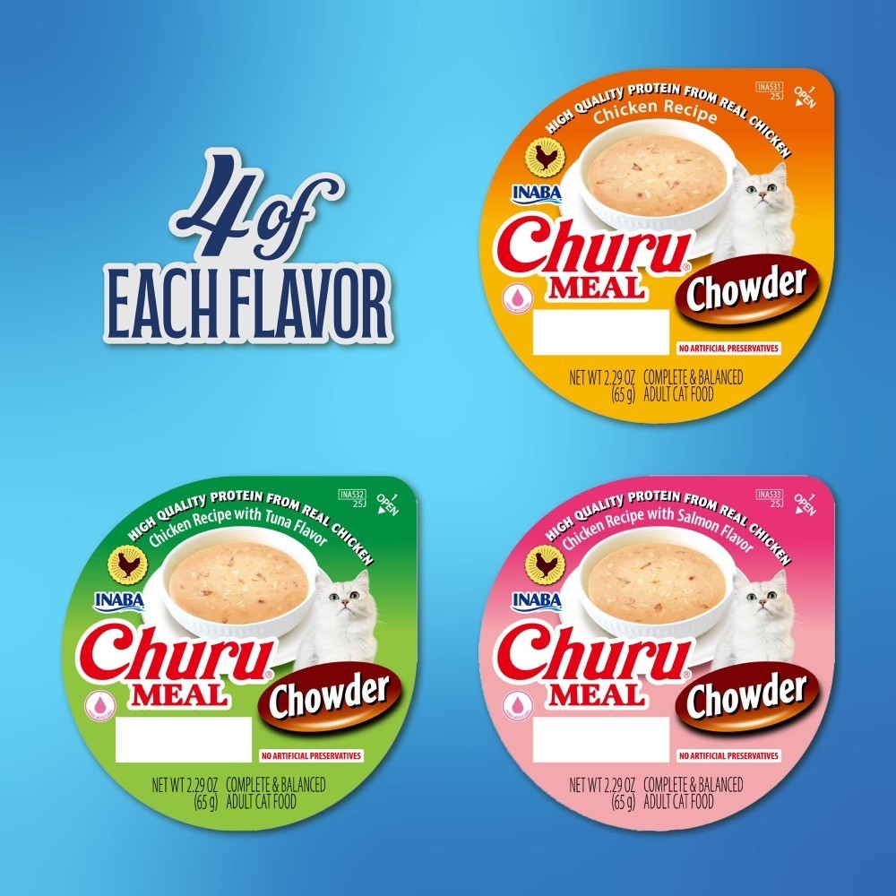 Wet Cat Food Chicken Variety Pack 12 Cups 2.29 oz Each Adult Cat Meal Chowder