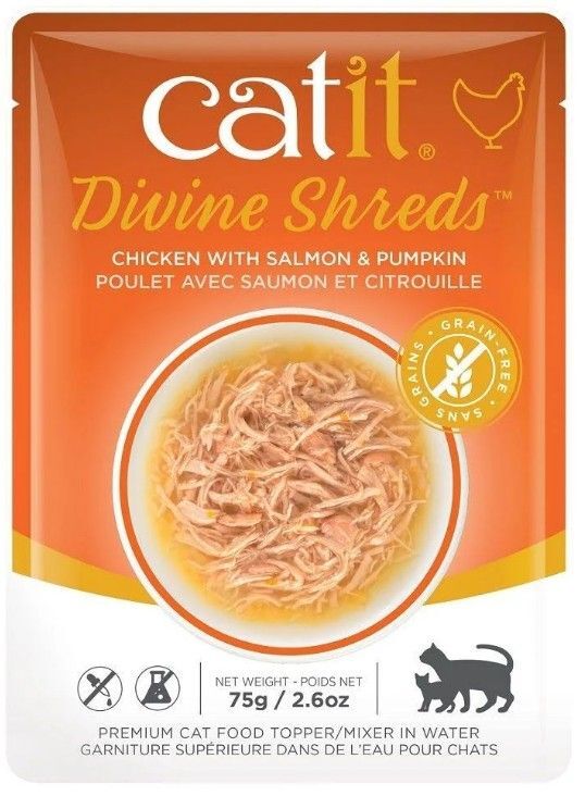 Cat, Catit Divine Shreds Chicken with Salmon and Pumpkin (2.65 oz)