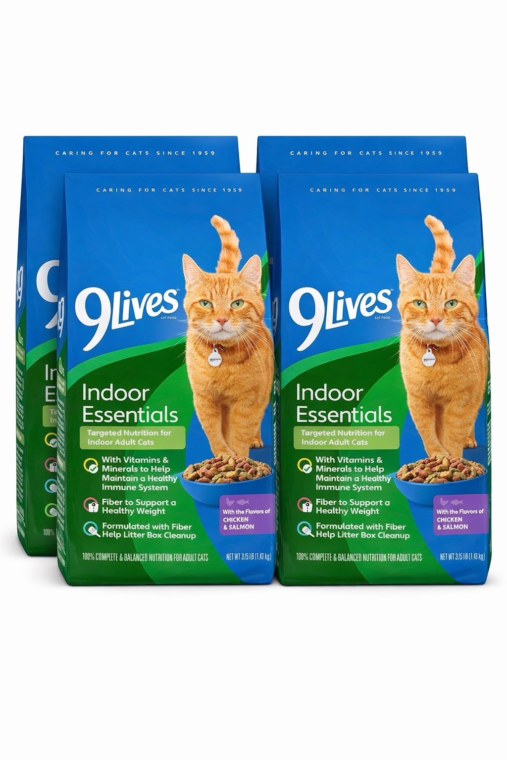4 Pack – 9Lives Indoor Essentials Dry Cat Food for Adult Cats 3.15 Pound Ex 8/27