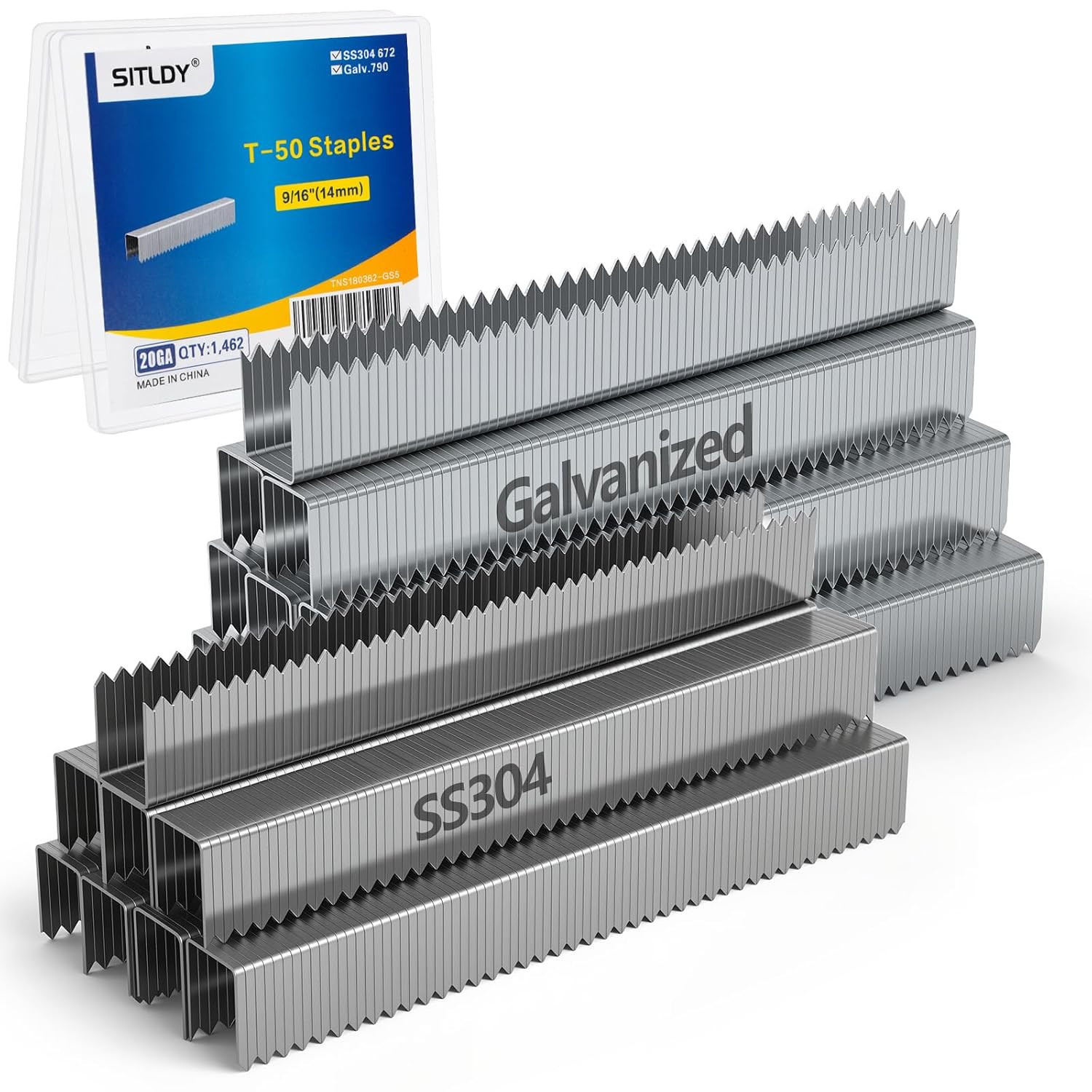 Heavy Duty T-50 Staples 9/16 Inch Length 1462-Count 3/8″ Crown | (672 Stainless