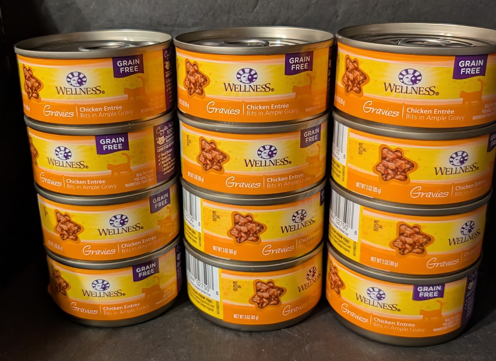 Wellness Gravies Grain Free Canned Cat Food, Chicken Dinner,3 Ounces(Pack of 12)