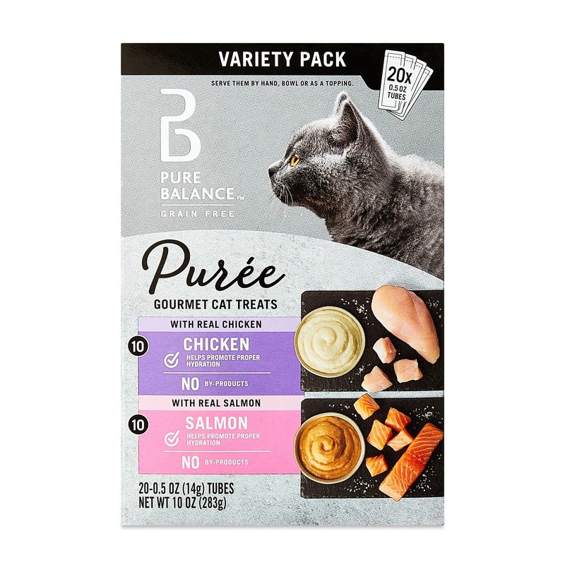 Grain Free Gourmet Wet Cat Treats Chicken Salmon Puree 20 Count Hydrating Snack