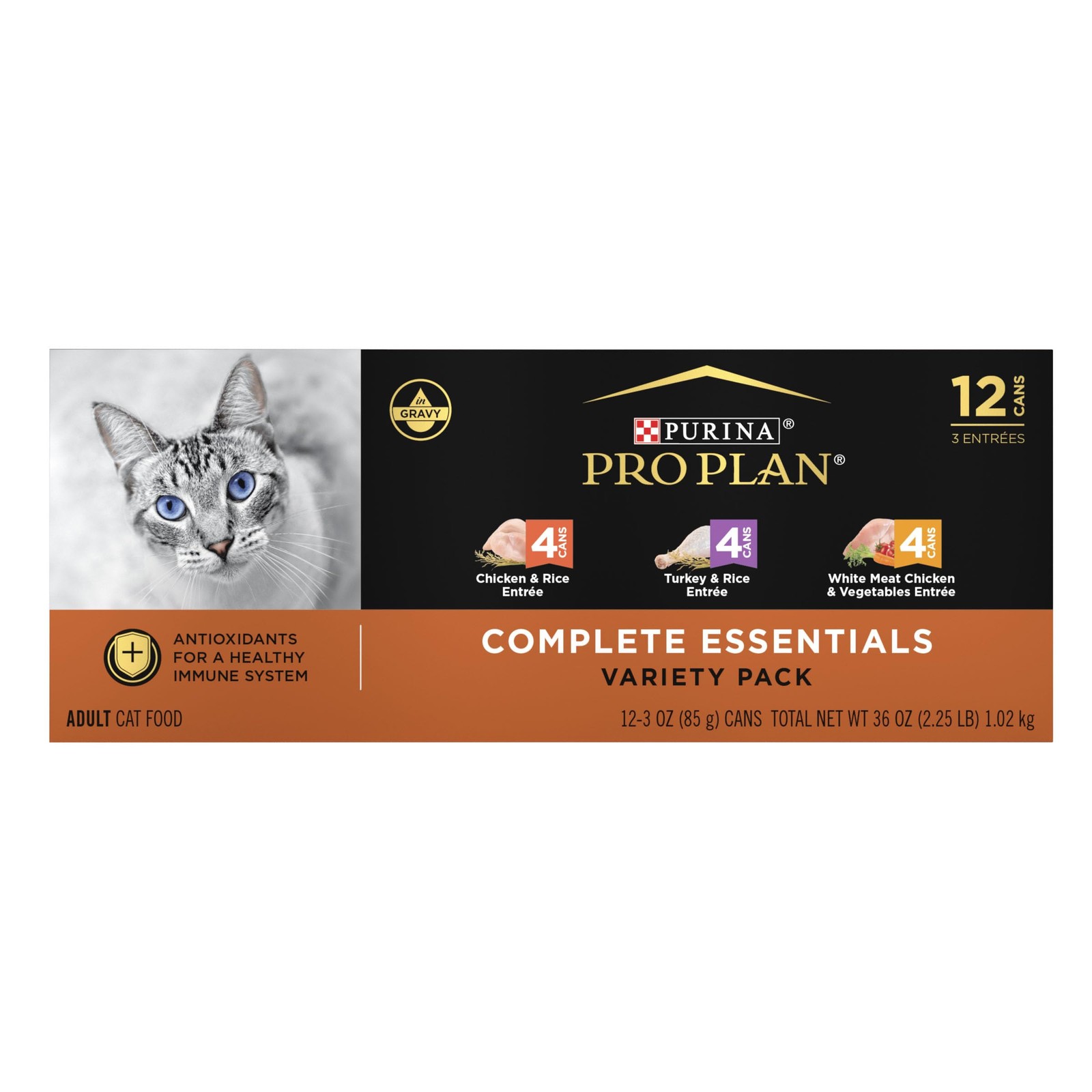 Purina Pro Plan Gravy, High Protein Wet Cat Food Variety 3 Ounce (Pack of 24)
