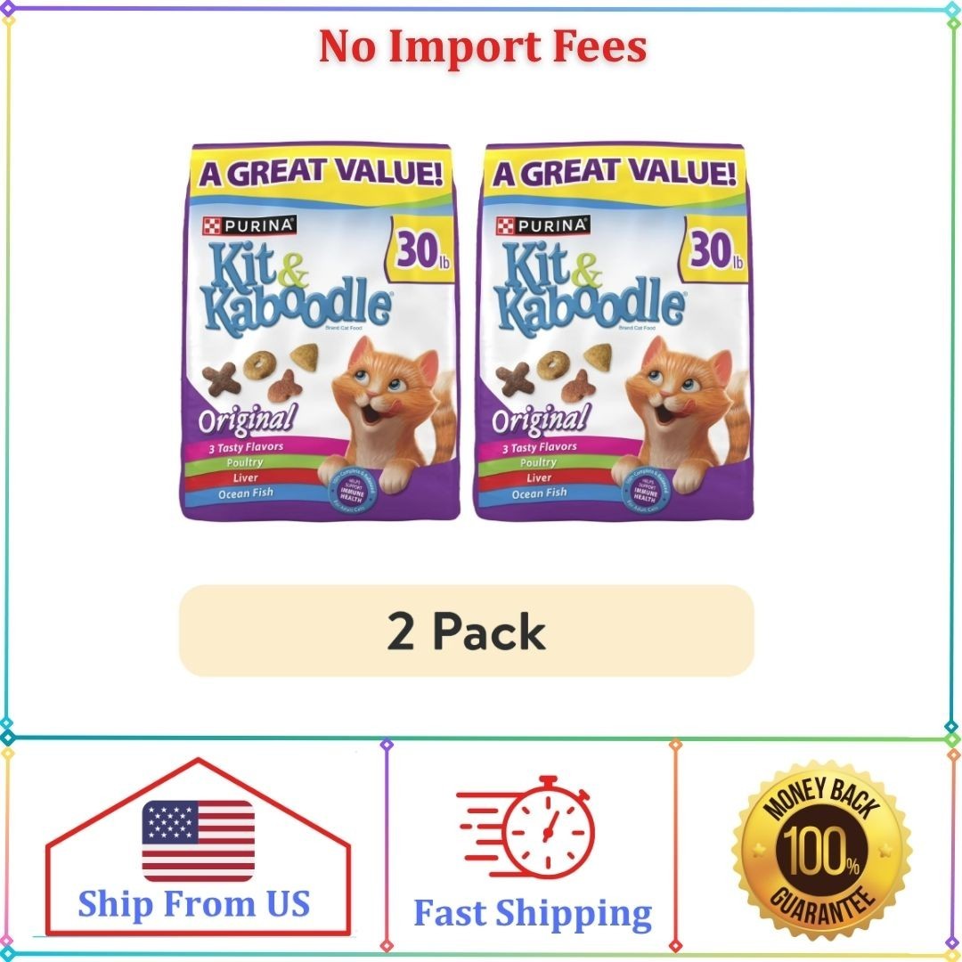 (2 pack) Purina Kit & Kaboodle Original, Indoor Dry Cat Food, 30 lb Bag