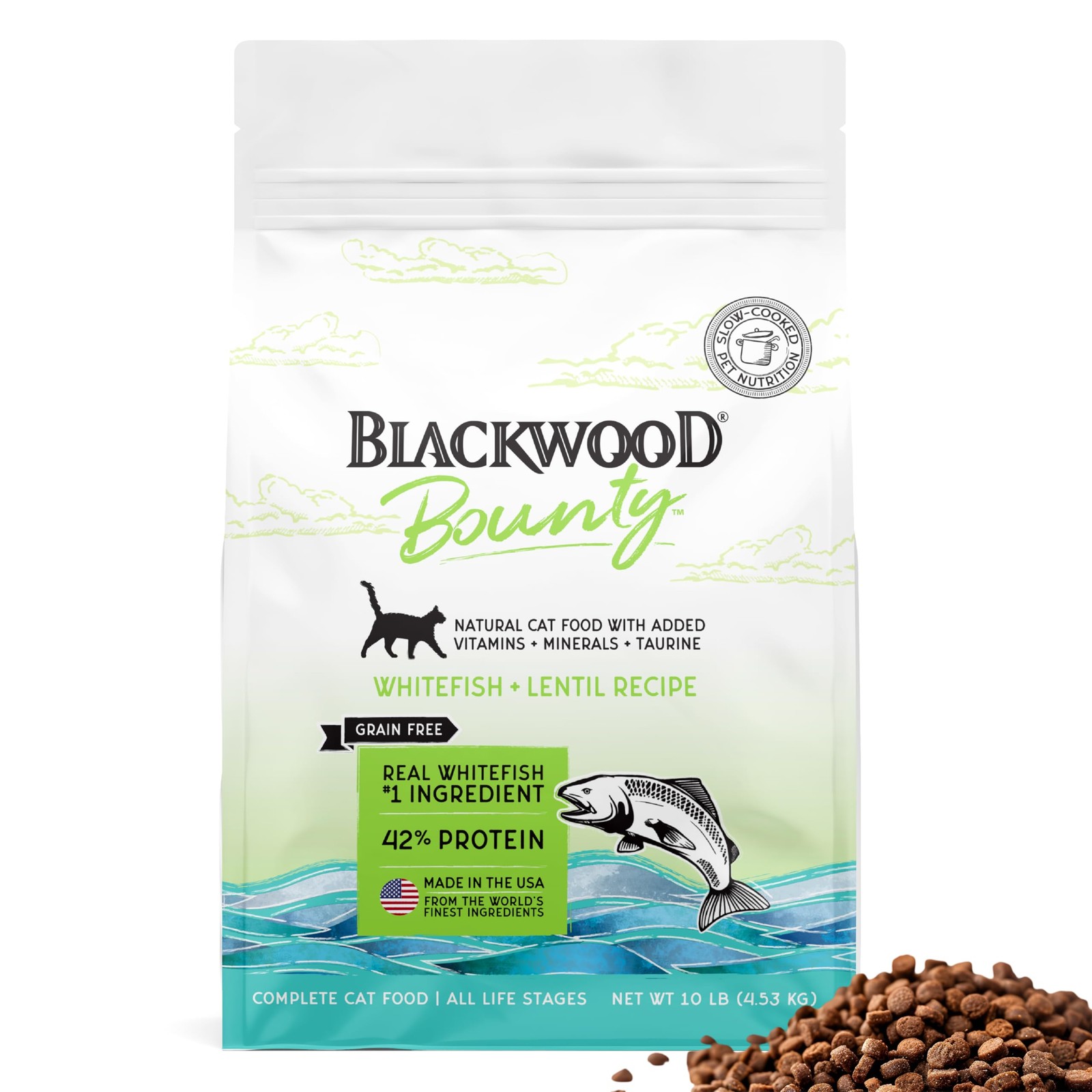 Blackwood Bounty Dry Cat Food, Whitefish & Lentil Recipe 10 Pound (Pack of 1)