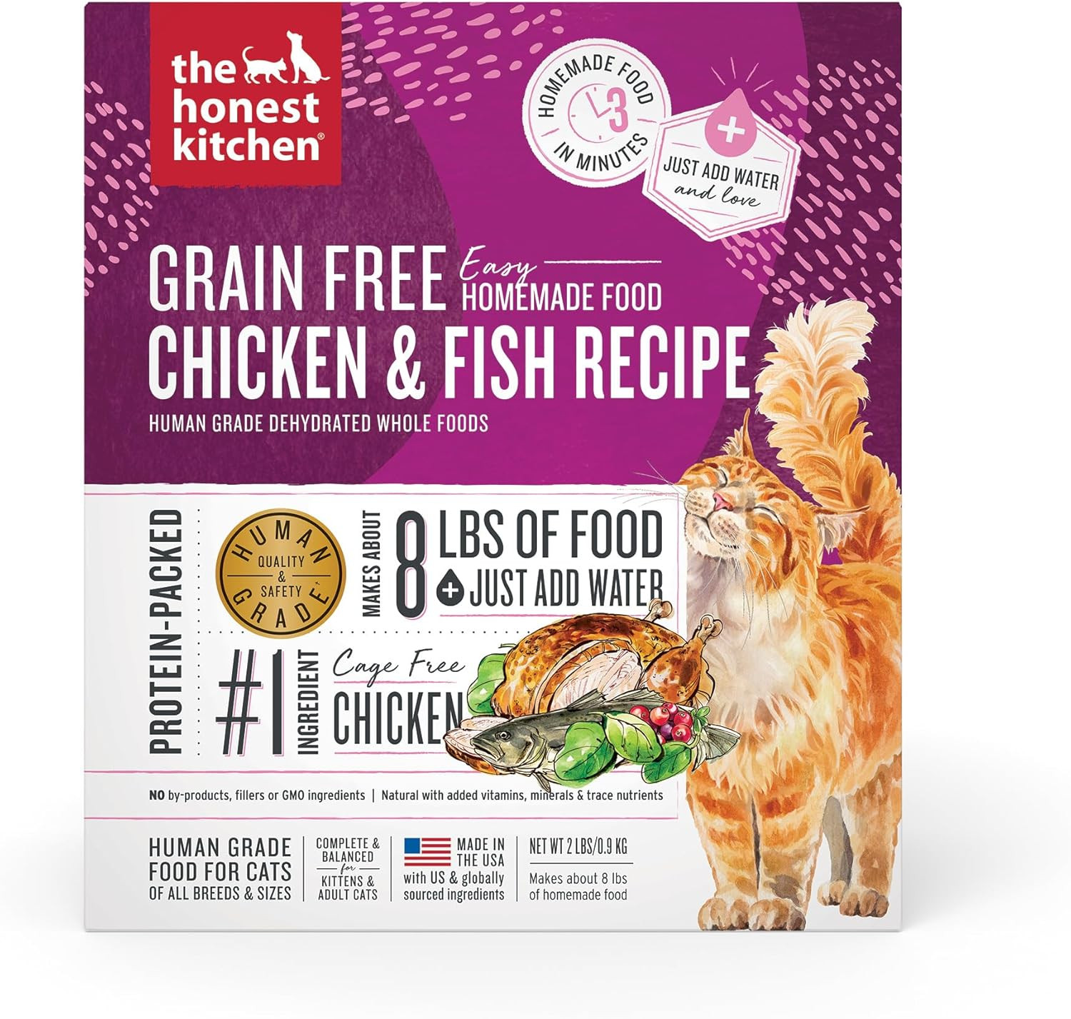 Dehydrated Grain Free Chicken & Fish Cat Food, 2 Lb Box