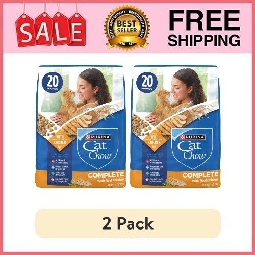 2 Bag Cat Chow Complete High Protein Dry Cat Food with Real Chicken, 20 lb Bag