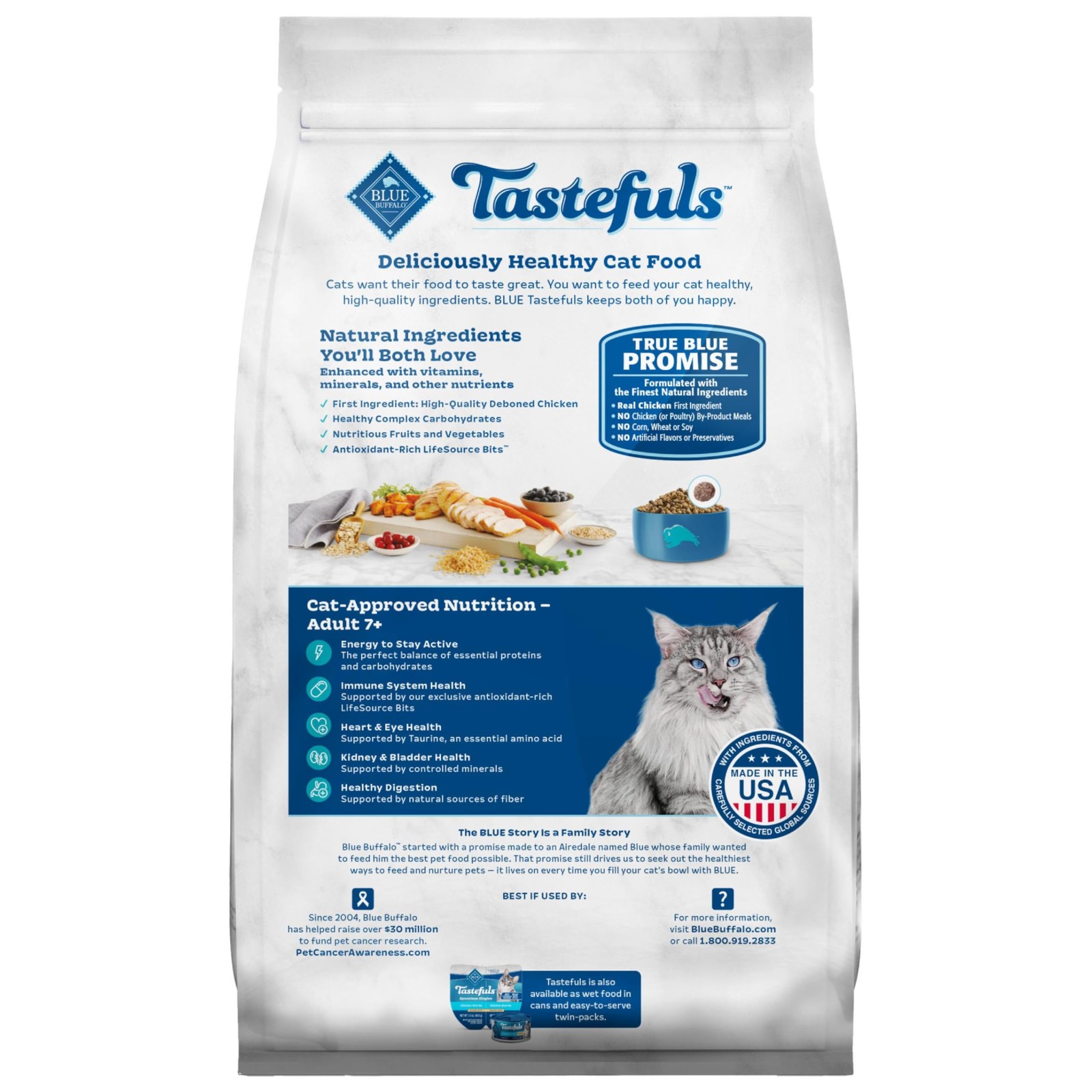 Blue Buffalo Tastefuls Mature Dry Cat Food for 3 Pound (Pack of 1), blue