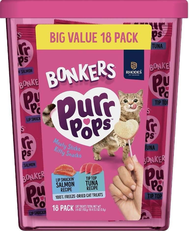 Purrpops Freeze-Dried Cat Treats, 2-18 Pack Variety Bundle with Salmon & Tuna…