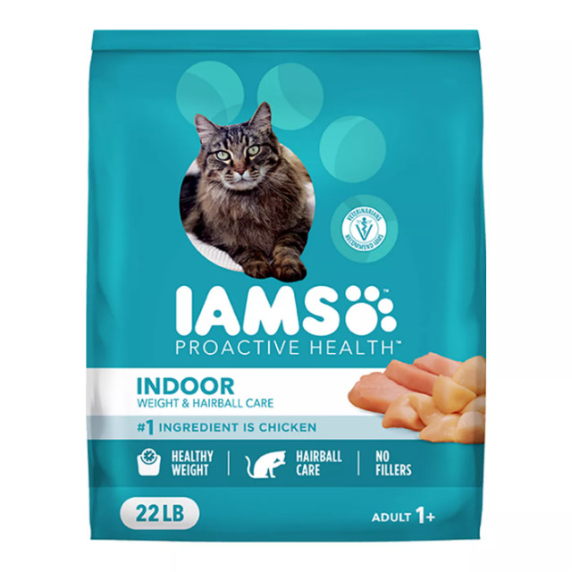 3 Pack, IAMS™ Proactive Health Indoor Adult Dry Cat Food Weight & Hairball,22 LB