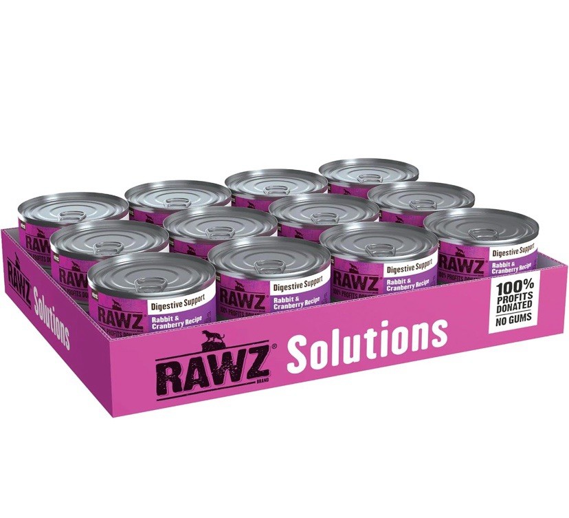 Rawz Digestive Support Rabbit & Cranberry Pate Cat Food. 24/5.5oz Cans