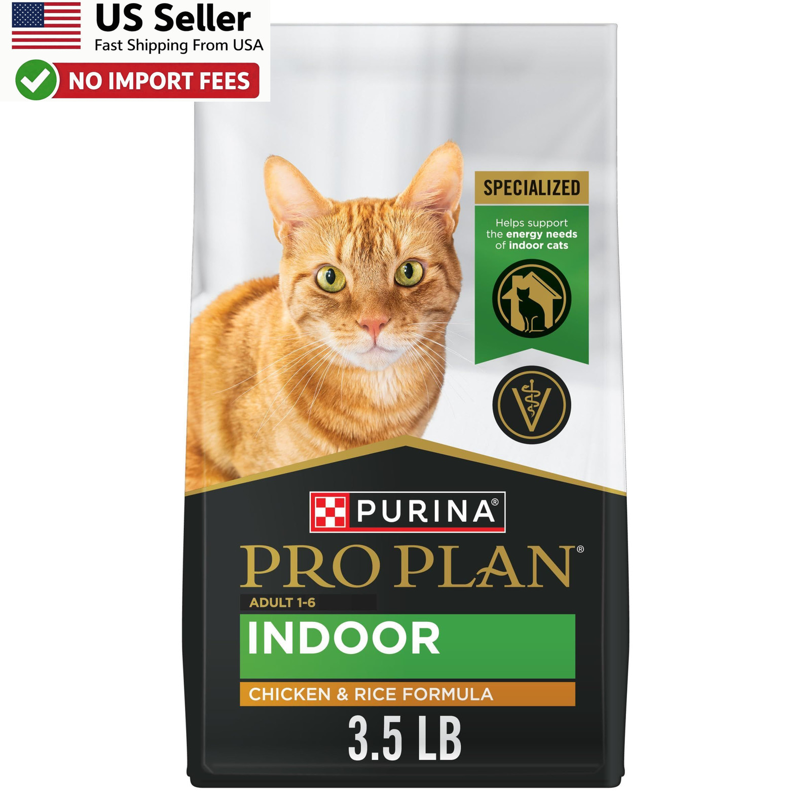 Purina Pro Plan Indoor Chicken Rice Formula Dry Cat Food 3.5 lb Bag FROM USA