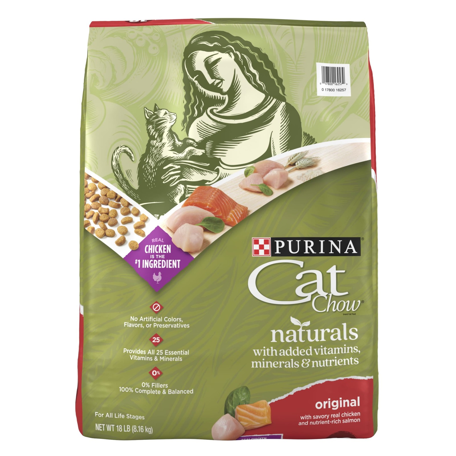 Purina Naturals Dry Cat Food Chicken & Salmon 18 lb Bag