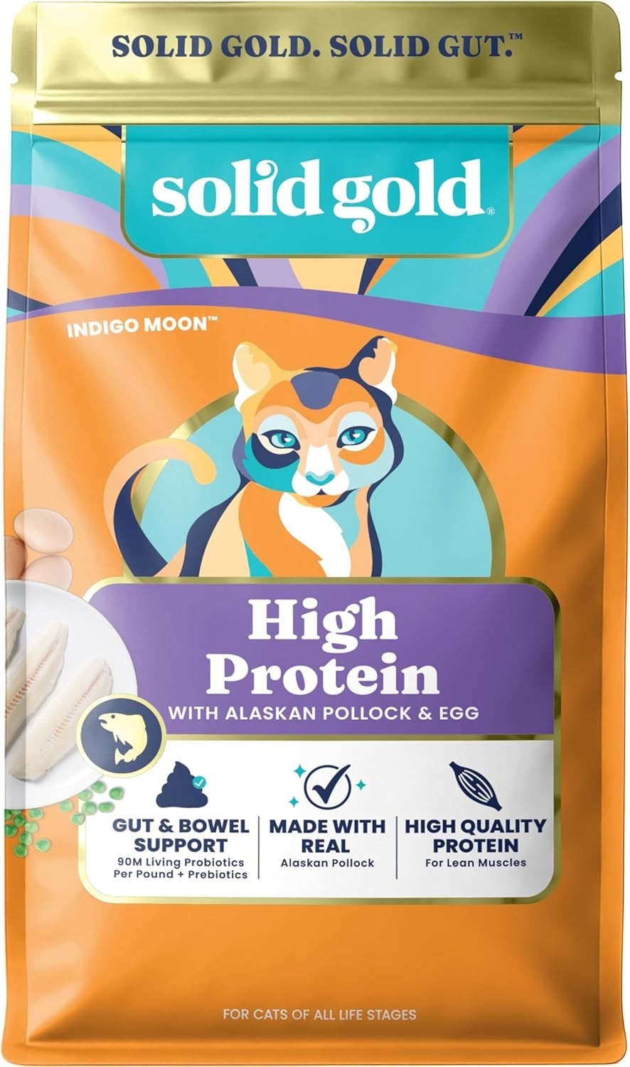 Solid Gold High Protein Dry Cat Food – Grain Free & Gluten Free Alaskan Pollock