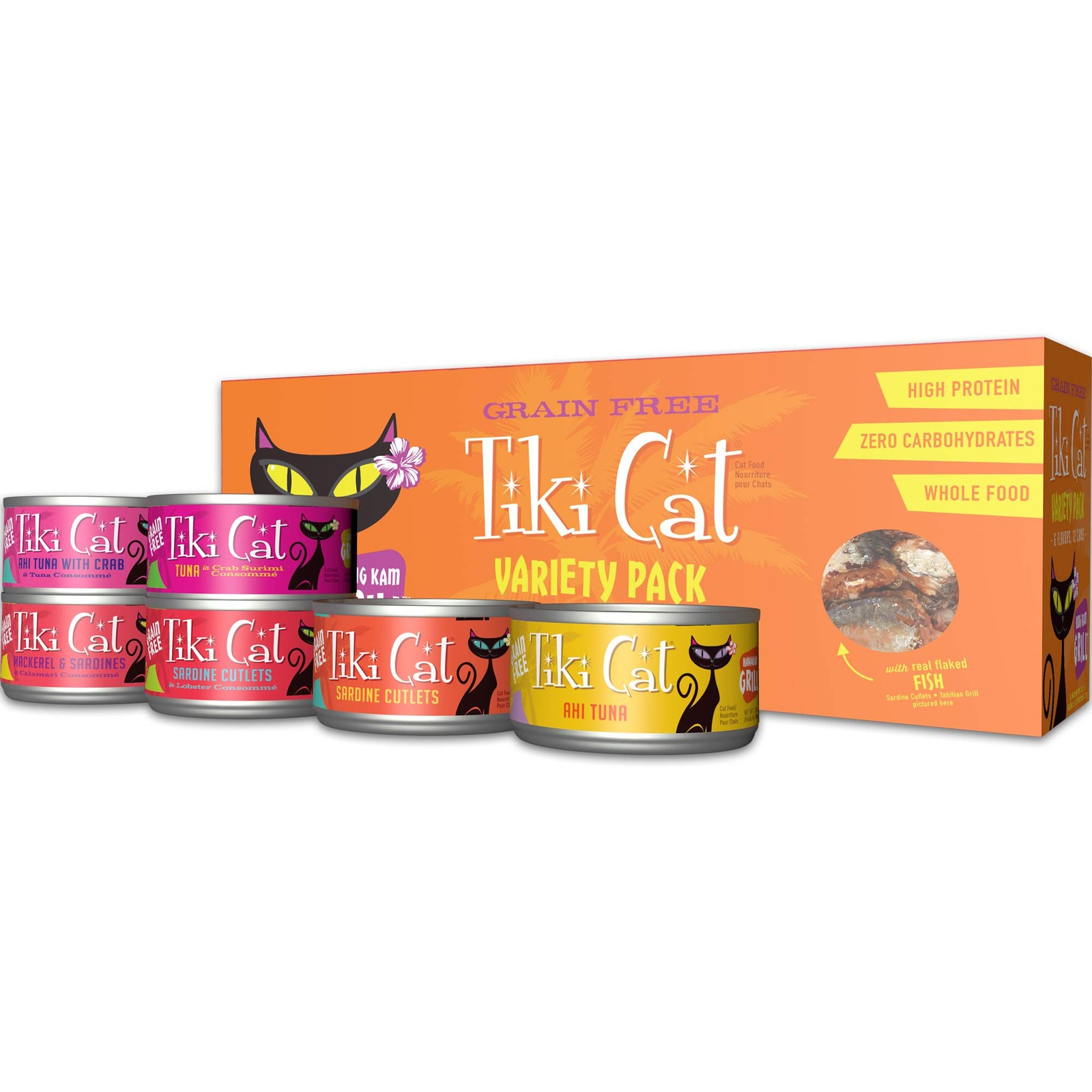 Tiki Pets Tiki Cat Grill Wet Cat Food Variety Pack 2.8 Oz. Cans 12 Count 10240