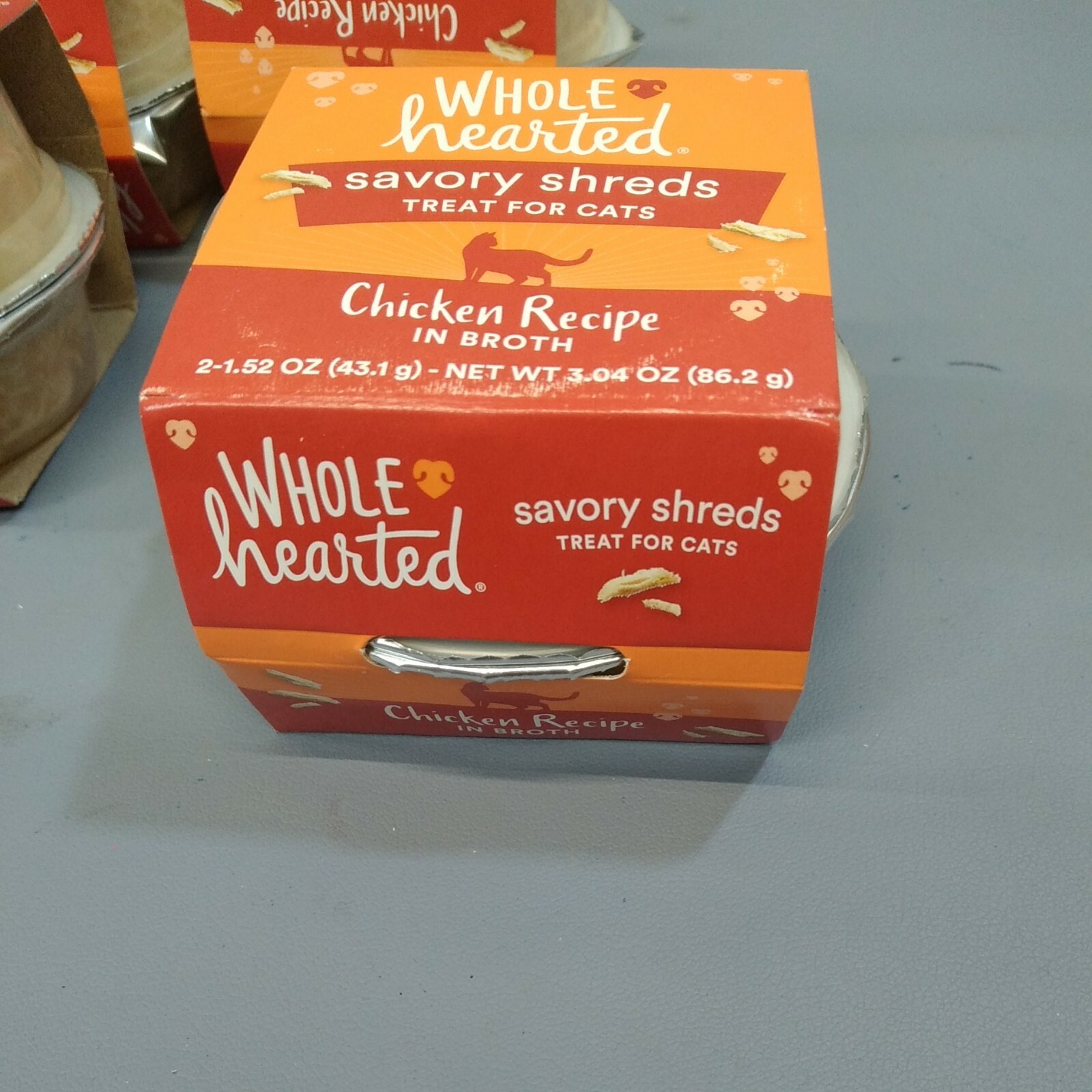4 (2pk) Whole Hearted savory shreds treat for cats chicken Recipe broth Oct 2022