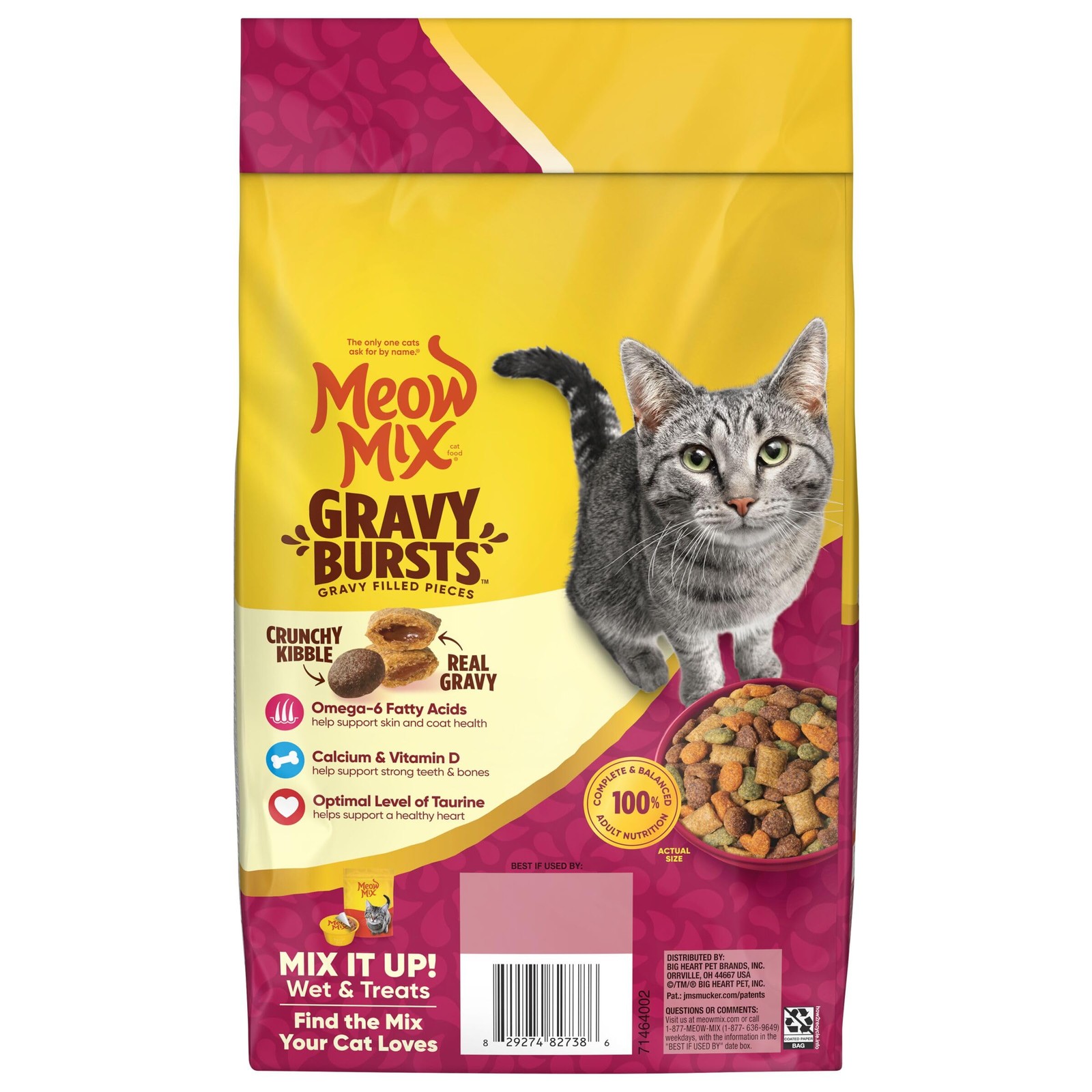 Meow Mix Gravy Bursts, Savory Chicken Flavor Mix, 3 Pound (Pack of 1)