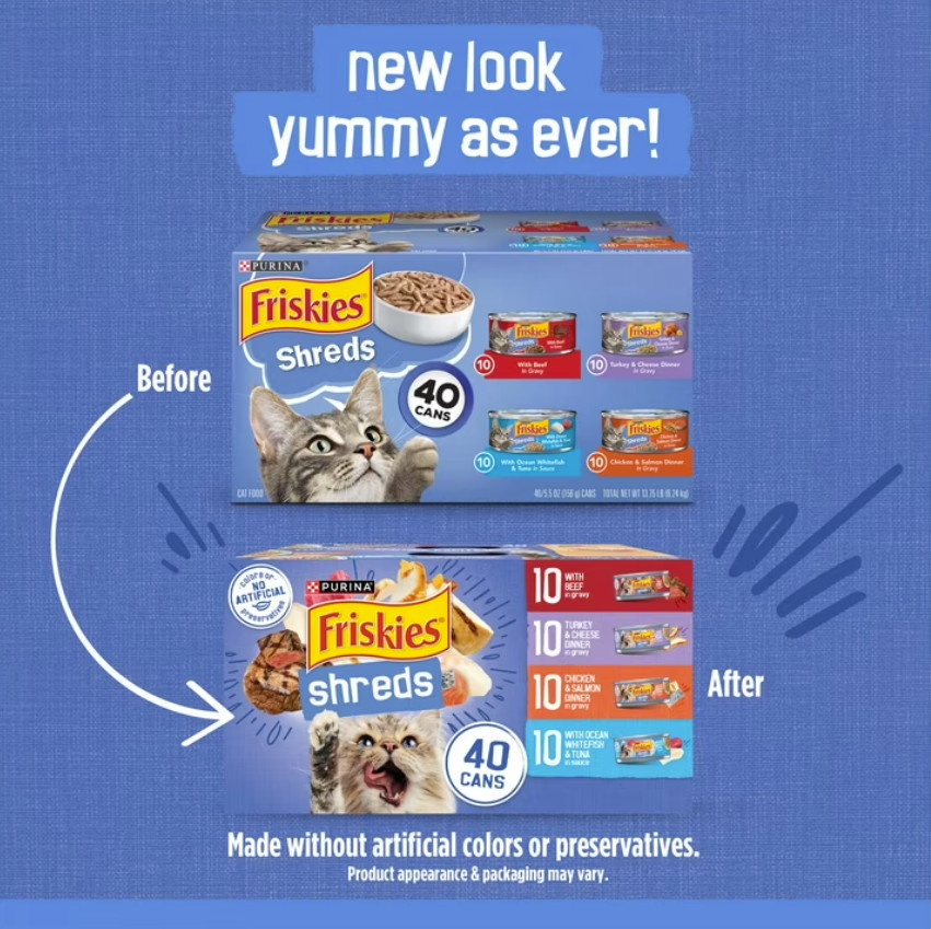 (2 pack) Purina Friskies Shreds Gravy Variety Pack, Wet Cat Food, 5.5 oz Cans