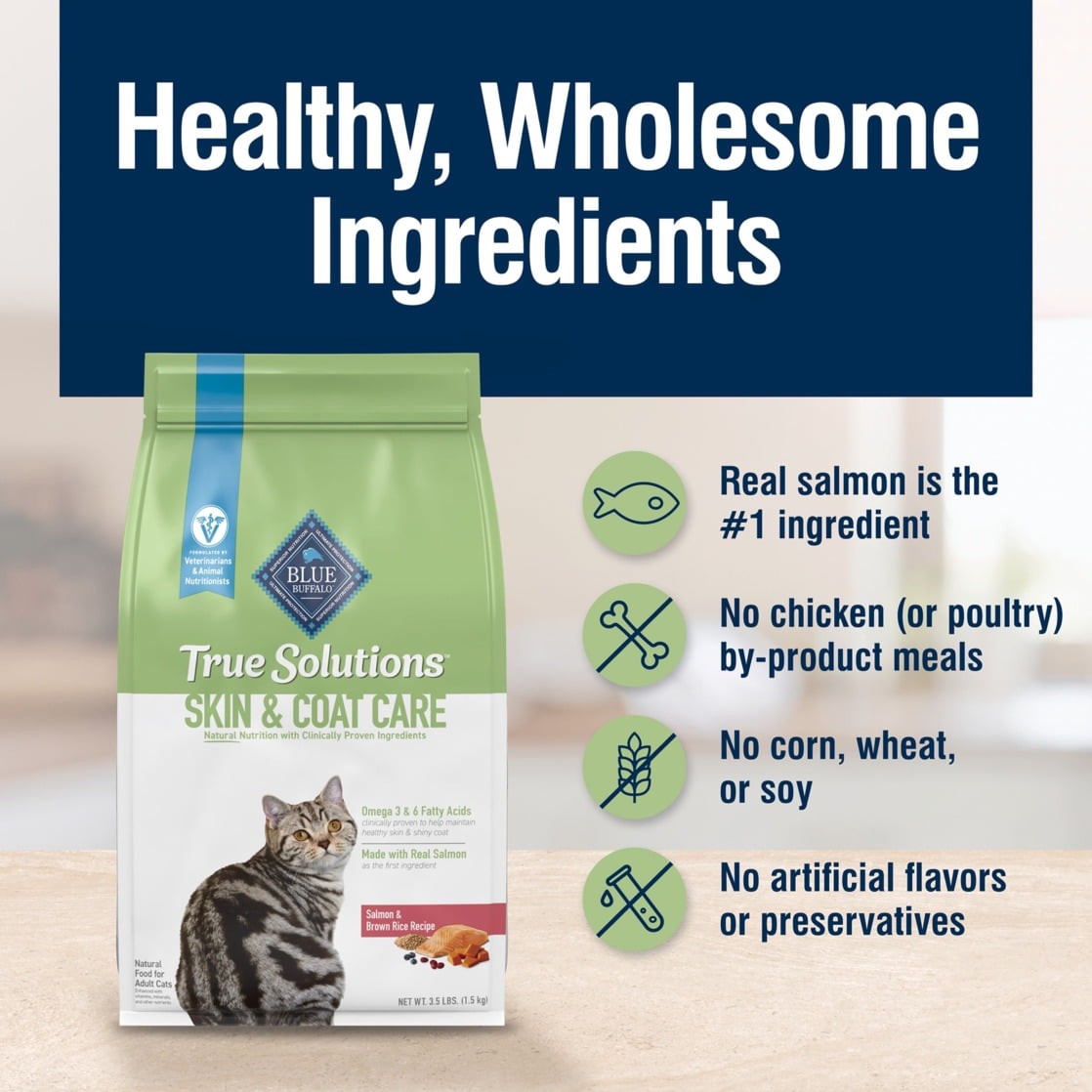 Blue Buffalo True Solutions Skin & Coat Care Natural Dry Cat Food, Salmon