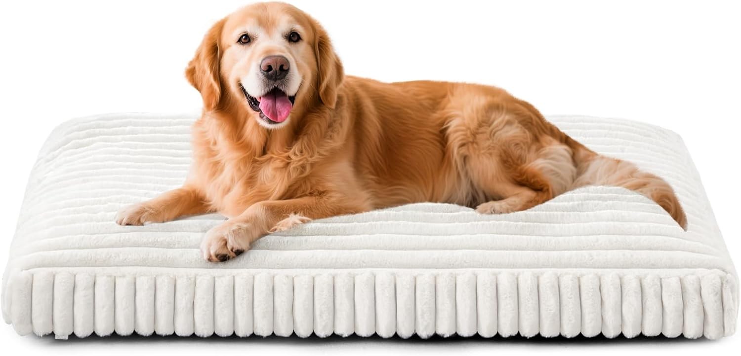 XL Dog Bed, Flat Pet Beds with Removable Washable Cover, Pet Mat Cute Dog Crate