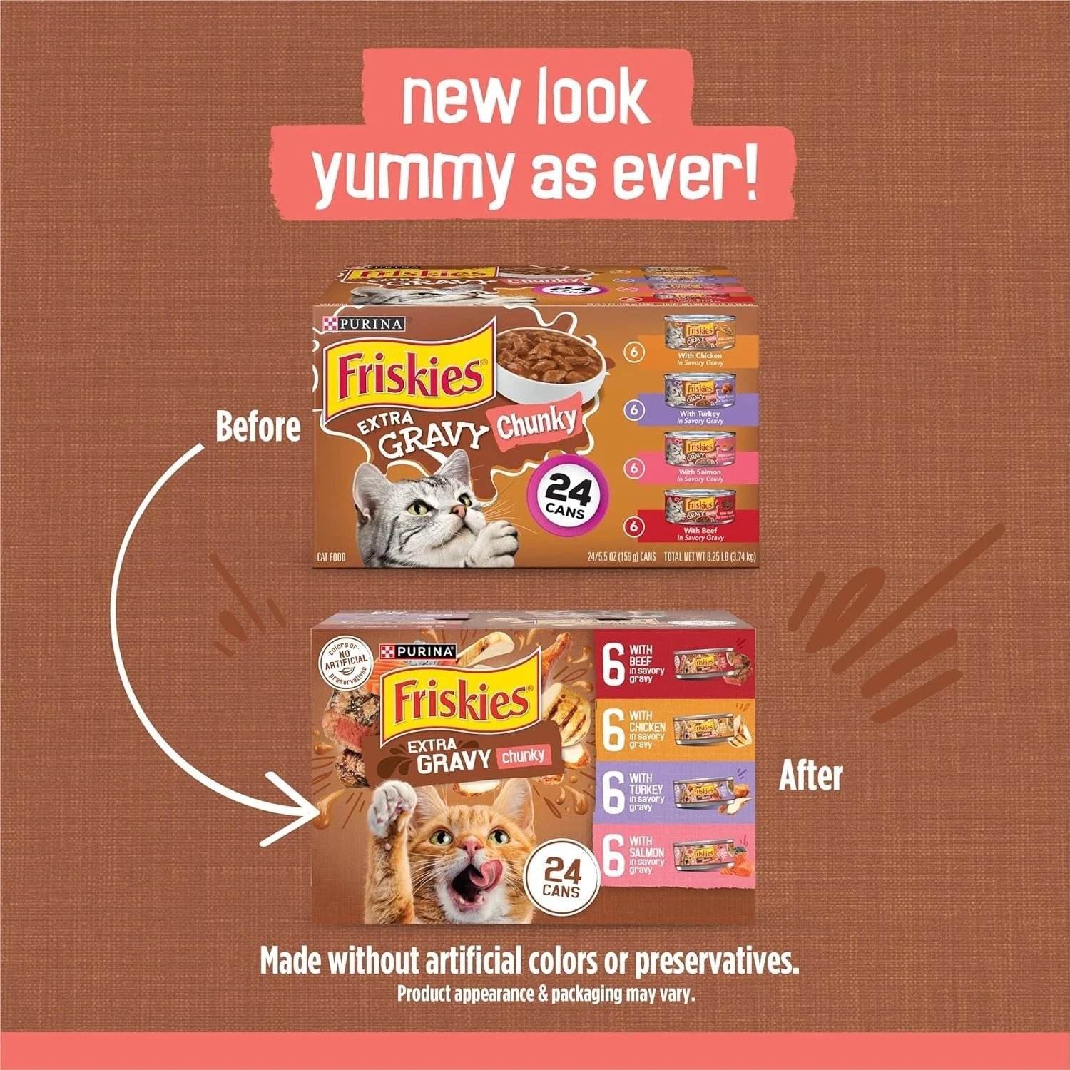 (Pack of 3)Friskies Extra Gravy Adult Cat Wet Food Variety Pack, 24 CT, 132 OZ