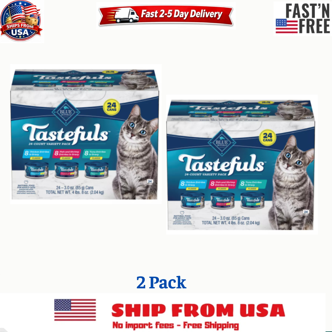 Blue Buffalo Tastefuls Flaked Wet Cat Food 3 oz 48 Cans Tuna Chicken Fish Vari