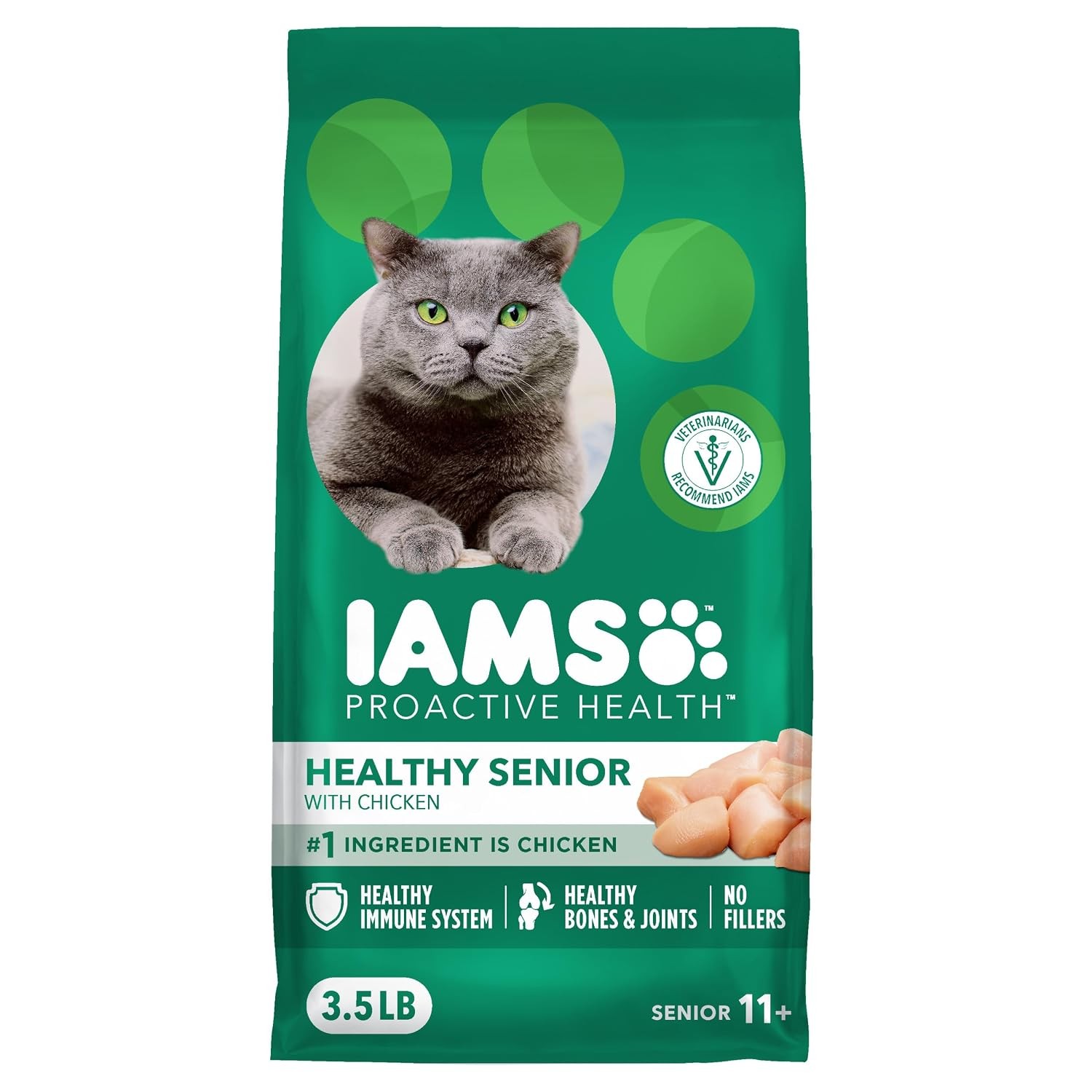 Senior Dry Cat Food Chicken Recipe Real Chicken IAMS Proactive Health 3.5 Pound