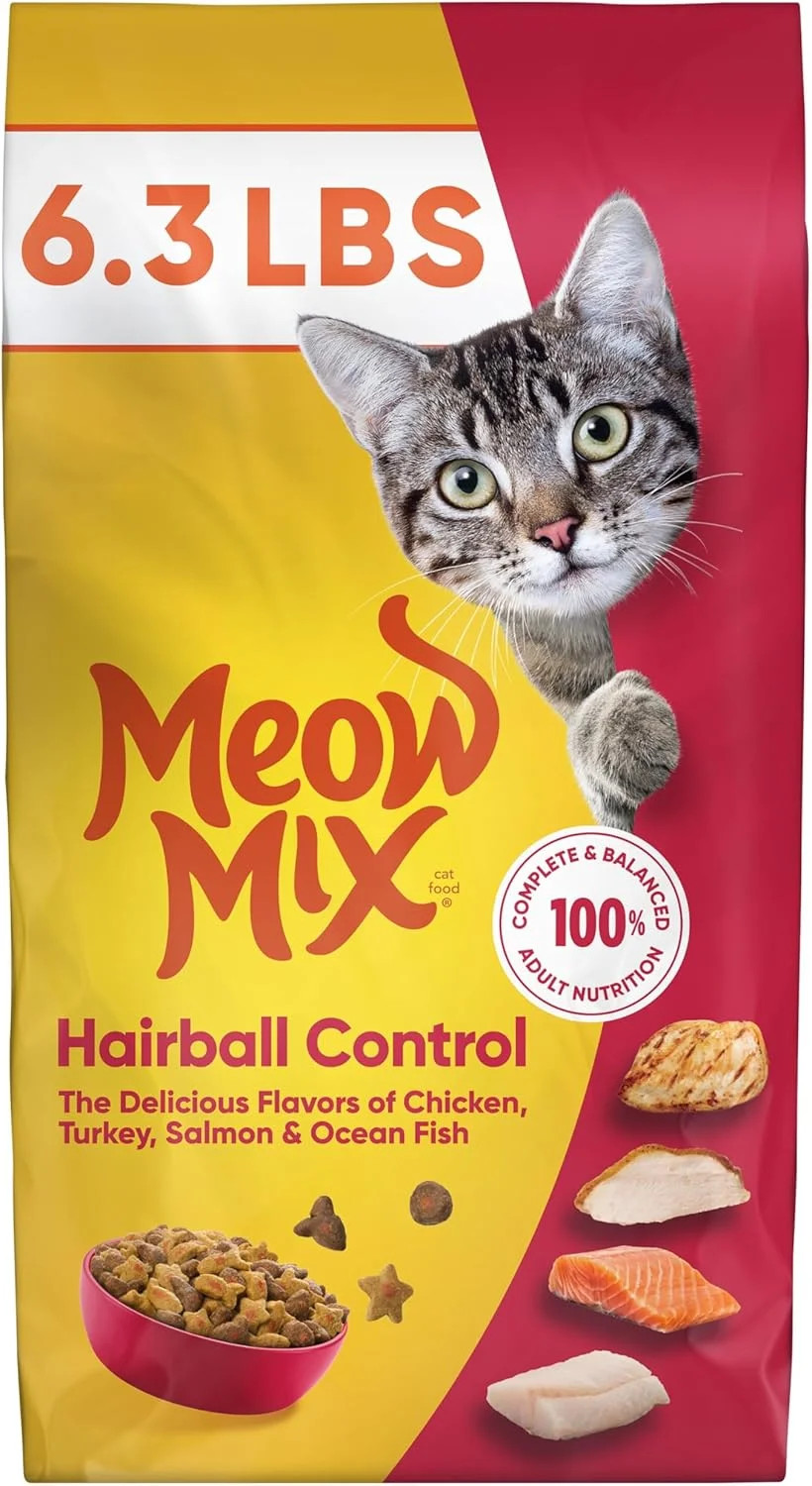 Meow Mix Hairball Control Dry Cat Food for Adult Cat, 6.3 lb. Bag